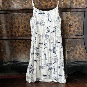Disney cruise line castaway cay White and Navy Midi Dress